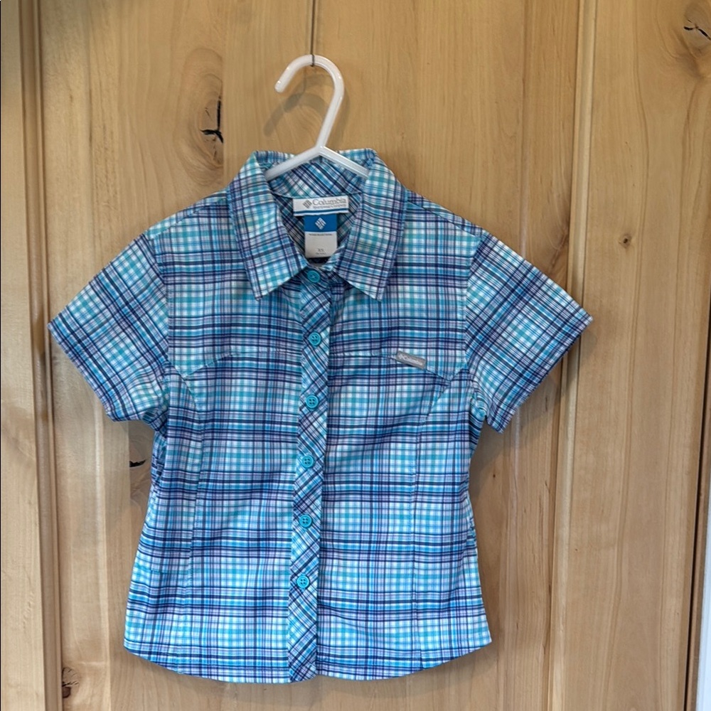 Columbia Blue Button Down Shirt Lightweight Casual